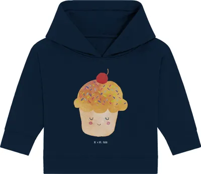 Produktbild von Mr. & Mrs. Panda Organic Baby Hoodie Cupcake 24. - 36. Monat - French Navy - Geschenk, Muffin, Wunder, Kapuzenshirt, Kapuzensweatshirt, Motivation Sprüche, Backen
