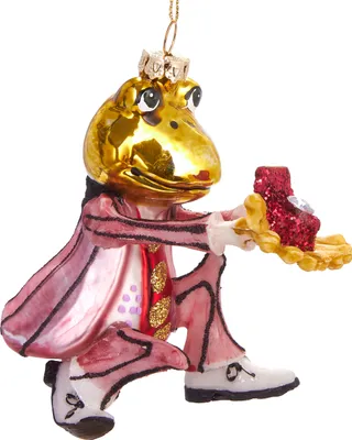 Immagine prodotto di BRUBAKER Anello di richiesta del principe ranocchio - Guaina natalizia in vetro dipinta a mano - decorazione dell'albero di Natale figurine divertente decorazione pendente - 11 cm