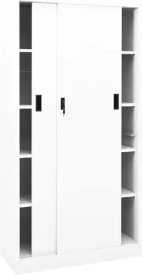Imagen del producto de Armario de oficina con puerta corredera, archivador metálico, armario de acero, armario de almacenamiento, mueble de oficina, color blanco, dimensiones 90x40x180 cm, acero