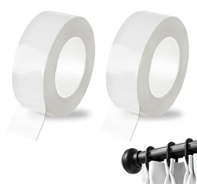 Productafbeelding van Gordijnroede glijband 5 cm x 10 m, 2 rollen, transparant, zelfklevend voor raambekleding