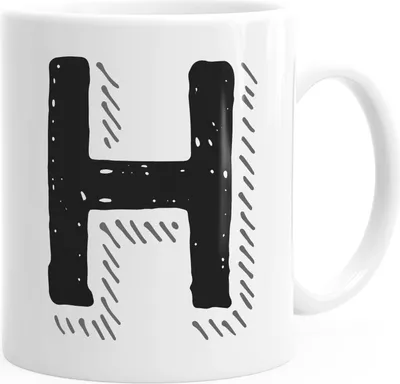 Produktbild von Kaffee-Tasse Buchstaben Buchstabe glänzend Kaffeetasse Teetasse Keramiktasse MoonWorks® H weiß unisize