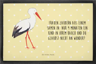Produktbild von Mr. & Mrs. Panda bodenmatte Storch 50 x 75 cm - Gelb Pastell - Geschenk, Schwanger, Mütter, Gummi-Fußmatte, fußmatte, Baby, Lustige Sprüche, Schwangerschaft, Schmutzmatte