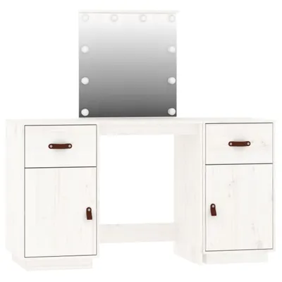 Produktbild von Schminktisch-Set mit LED Weiß Massivholz Kiefer