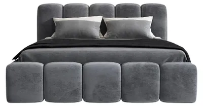 Produktbild von Polsterbett SONIC mit Bettkasten und Metallgestell 180 x 200 cm. Modernes Doppelbett mit Stauraum, mit Matratze. Farbe: Dunkelgrau
