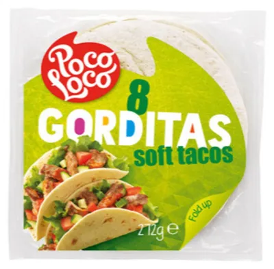 Produktbild von Poco Loco Gorditas Soft Tacos, Weizentortillas, 15 cm, 8 Stück, 272 g