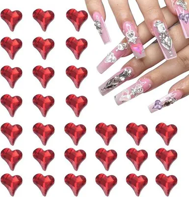 Produktbild von Hartvormige Kristallen Nagelstenen Set Rood 40 Stück DIY Valentinsdag Dekoration