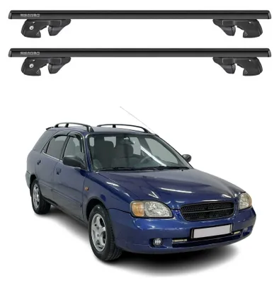 Imagen del producto de Soportes básicos para portaequipajes para Suzuki Baleno I Kombi, años 1995-2002, aluminio, con color negro, 2 piezas, Imagen generada por IA