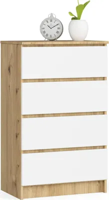 Produktbild von Kommode K60 4 Schubladen Eiche Artisan Weiß