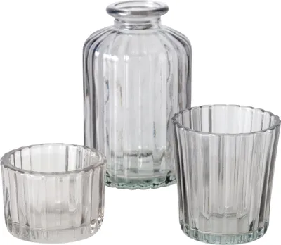 Produktbild von Glasdekorationen Kerzenhalter und Vase 10 cm TOLKA, 3er Set