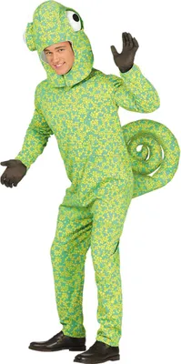 A person wearing a chameleon costume.