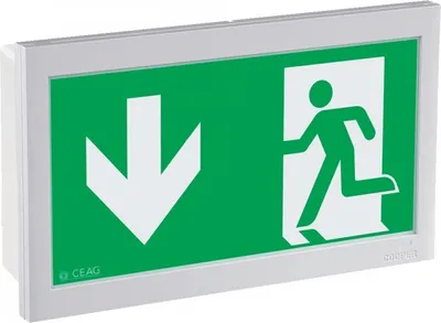Produktbild von Dreifke® Schild I LED-Piktogramm Rettungszeichen Rettungsweg unten, Polycarbo...