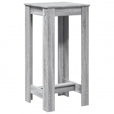 A tall, narrow bar table with a wood-grain texture is shown against a white background.