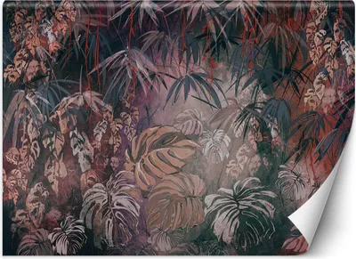 Produktbild von Vlies fototapete Tropische Dschungelblätter gemalt 200x140 cm Feeby Orange inkl. Kleber einfache Montage
