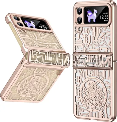Produktbild von Hülle für Samsung Galaxy Z Flip 3 Luxus Galvanisierte Scharnierschutz Transparent Schutzhülle Roségold