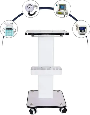 Obrázek produktu pro Kosmetický vozík, pracovní vozík s 4 kolečky, vozík do salonu, vozík do kadeřnického salonu, univerzální vozík, stolek na zařízení, bílá barva
