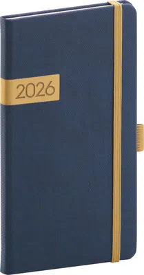 Zdjęcie produktu dla Kieszonkowy dziennik Twill 2026 niebiesko-złoty
