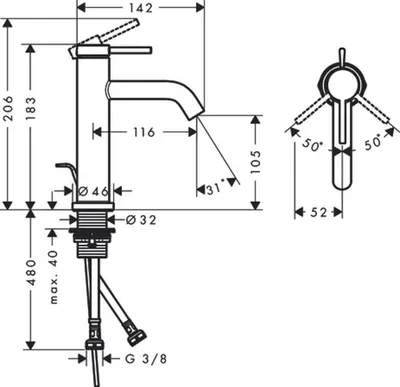 Produktbild von HANSGROHE 73310000 WTM 110 Tecturis S