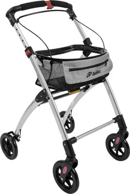 Produktbild von Mobilex Indoor Rollator Jaguar, schmal mit Tablett, Leichtgewicht Wohnungsrollator faltbar, Heimrollator, bis 100 kg, Farbe: Champagner