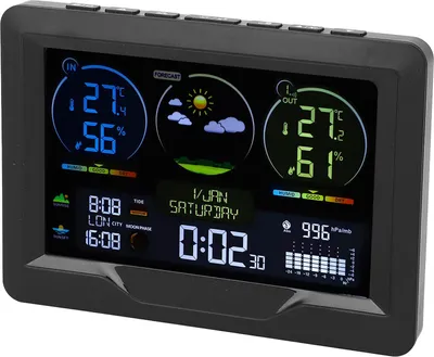 Image de Thermomètre numérique sans fil avec horloge, calendrier perpétuel, ��surveillance de plusieurs zones, modes de double alimentation, prévisions météorologiques, thermomètre et hygromètre pour le