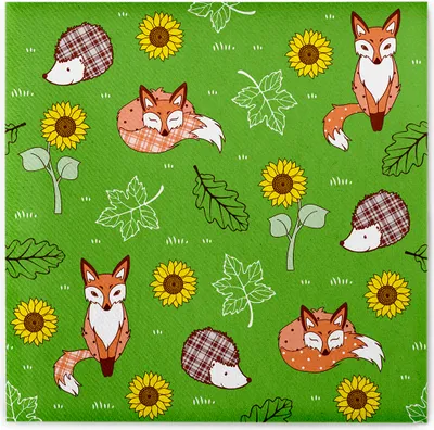Produktbild von Sovie HOME Serviette Florian in Grün aus Linclass® Airlaid 40 x 40 cm, 12 Stück - Waldtiere