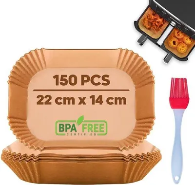 Image de Feuille de cuisson 22 x 14 cm pour friteuse à air chaud, revêtement en silicone