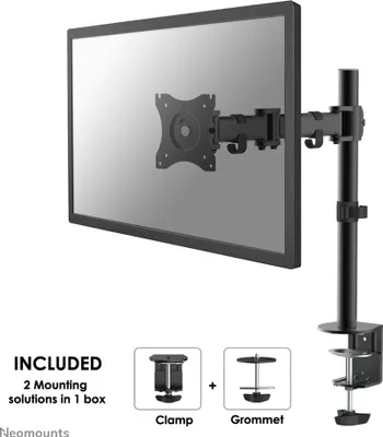 Produktbild von Neomounts NM-D135BLACK Monitorarm 10-27", Klemme/Durchführung, 8 kg, 25,4 cm (10"), 68,6 cm (27"), 100 x 100 mm, Schwarz
