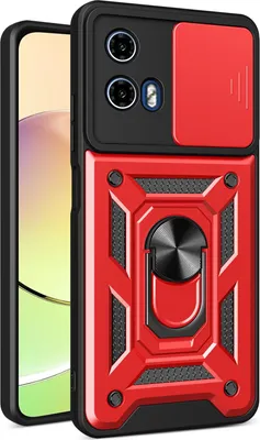 Image de Etui pour Motorola Moto G34, étui en silicone avec anneau de protection, protection de l'appareil photo Rouge