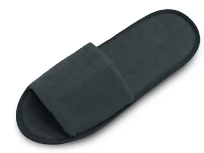 Produktbild von Frottierslipper, 100% Polyester, dunkelgrau, angehnem, Hotelqualität