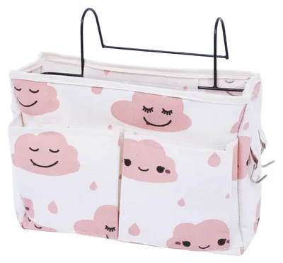 Produktbild von Bettorganizer Bett-Tasche Aufbewahrungstasche mit Haken - 30 x 26 x 11 cm - Rosa - Zum Einhängen ans Bett