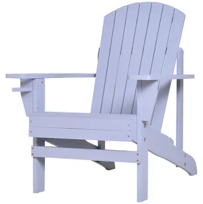 Produktbild von Adirondack-Gartenstuhl mit Becherhalter Gartenliege Balkonstuhl Massivholz Grau 72,5 x 97 x 93 cm