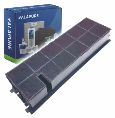 A product shot of an activated carbon filter and its packaging.