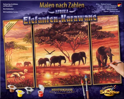 Produktbild von Noris Spiele Malen nach Zahlen - Elefanten-Karawane (Triptychon); 609260455