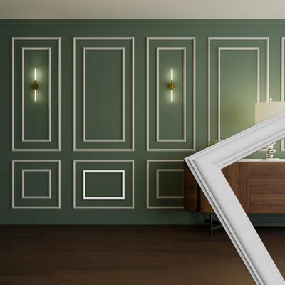 Produktbild von HEXIM Stuckleisten Wandrahmen Sets HDPS weiß - Auswahl an Größen für Wand, Decke, Bilder & Spiegel - Verbindet dekorative Wirkung mit funktionaler Raumgliederung (RM01-J 36X51CM)