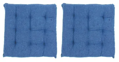 Produktbild von 2er Set Dunkelblaue Sitzkissen Stuhlauflagen 9-Punktesteppung mit Befestigungsbänder für Innen und Außen 40x40x5cm