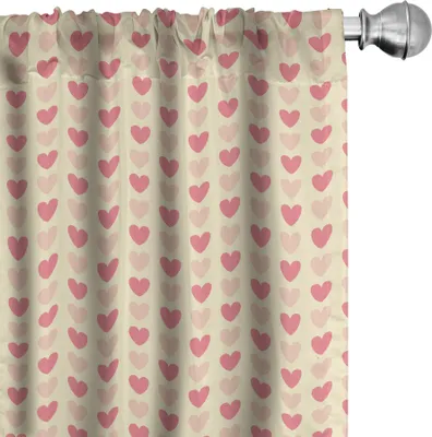Produktbild von ABAKUHAUS Romantisch Vorhänge, Gardinen, Weiche farbige Herzen in der Liebe Valentines Day Repetitive Pattern, 2 Stück 75 x 245 cm, Blassgelb Hellrosa