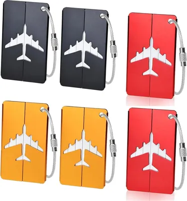 Produktbild von 6 Stück Kofferanhänger reich an Farbe, Aluminium Gepäckanhänger mit Edelstahldrahtschlaufe und Wasserdichtem PVC Namensschild Adressschild, schnellen Auffinden von Reisetaschen für Gepäck
