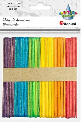 Produktbild von Titanum Flache Holzstäbchen Naturfarben & Bunt 100 Stück