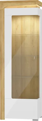 Produktbild von Vitrine Teo mit 1 Tür, Weiß und Holzoptik, 197cm