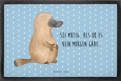Produktbild von Mr. & Mrs. Panda Schmutzmatte Schnabeltier Mut 40 x 60 cm - Blau Pastell - Geschenk, Training, Weltreise, Gummi-Fußmatte, fußmatte, Schmutzfangmatte, Arbeit, Neustart