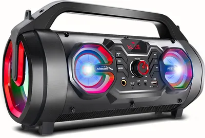 Produktbild von Bazooka Przenośny głośnik Bluetooth boombox 30W (20W+5Wx2) IPX4 bryzgoszczelny/złącze radia/microSD/Aux-In/USB/oświetlenie/mikrofon