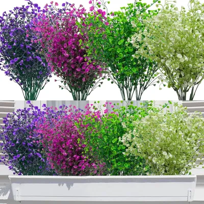 Immagine prodotto di 12 mazzi di fiori artificiali, adatti per l'esterno, realizzati in plastica resistente agli agenti atmosferici e ai raggi UV, ideali per balconi