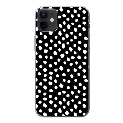 Produktbild von MuchoWow® Handyhülle Schutzhülle Hülle für iPhone 12 mini Polka dots - Schwarz - Weiß Silikon Softcase Handy Hülle - Bild