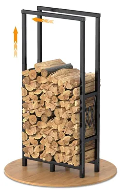 Image de Étagère pour bois de chauffage, réglable en hauteur et en longueur, pour intérieur et extérieur, en métal, dimensions maximales : 75 x 25 x 170 cm