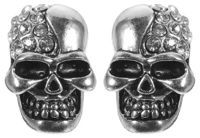 Image de Solidchoice - Boucles d'oreilles clous en forme de crâne d'Halloween, ornées de strass
