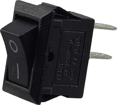 Produktbild von Mini-Wippenschalter, Einbau Wippschalter, Kippschalter, Geräteschalter, 250V 3A AC/DC, schwarz rechteckig 9 x 13 mm, 2 Polig EIN/AUS