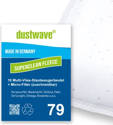 A label for vacuum cleaner bags with product information and branding.