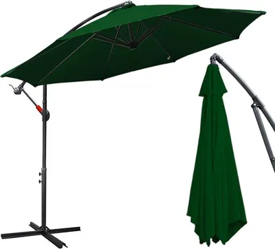 Produktbild von Sonnenschirm 300/350 cm mit Kurbel| Ampelschirm mit Ständer | Gartenschirm Sonnenschutz UV-Schutz Aluminium | Kurbelschirm Marktschirm wasserdicht für Garten