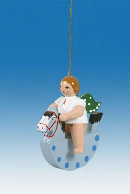 Produktbild von Baumbehang Engel auf Schaukelpferd ohne Krone Höhe ca. 6cm NEU