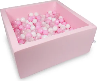 Obrázok produktu pre Suchý bazén 90x90x40cm púdrovo ružový so 400 loptičkami: svetloružová, biela, priehľadná, púdrovo ružová
