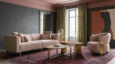 Immagine prodotto di Set da salotto  divano a tre posti, poltrona di design e tavolino